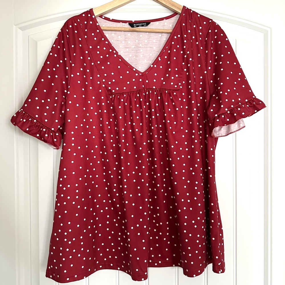BloomChic Polka Dot Frill trim t-shirt